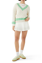 Cableknit V-Neck Sweater